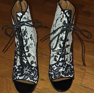Givenchy Lace-Up Boots in Black and White